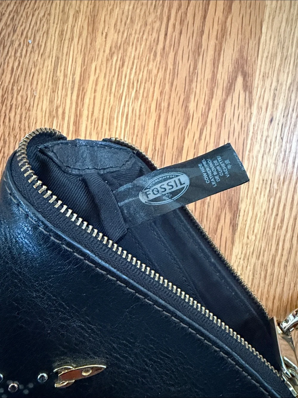 Fossil Black Leather Wristlet Clutch Constellation Rocket 2017